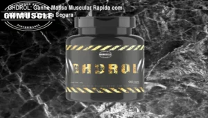 Frasco de GHDROL sendo usado por atleta para ganho rápido de massa muscular