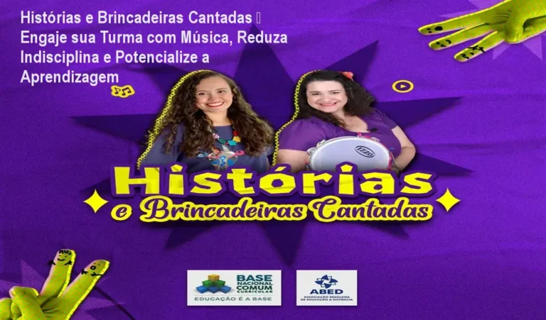 Histórias e Brincadeiras Cantadas – Engaje sua Turma com Música, Reduza Indisciplina e Potencialize a Aprendizagem 9 Professora usando Histórias e Brincadeiras Cantadas com crianças, cantando e manipulando instrumentos para melhorar a disciplina