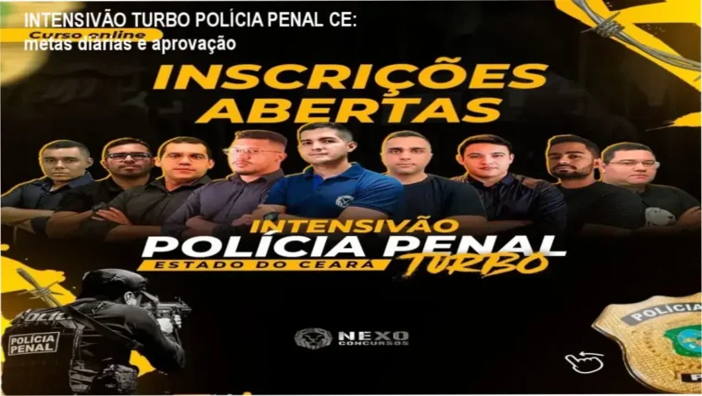 Banner do Intensivão Turbo Polícia Penal do Ceará mostrando plano de metas diárias e desconto especial