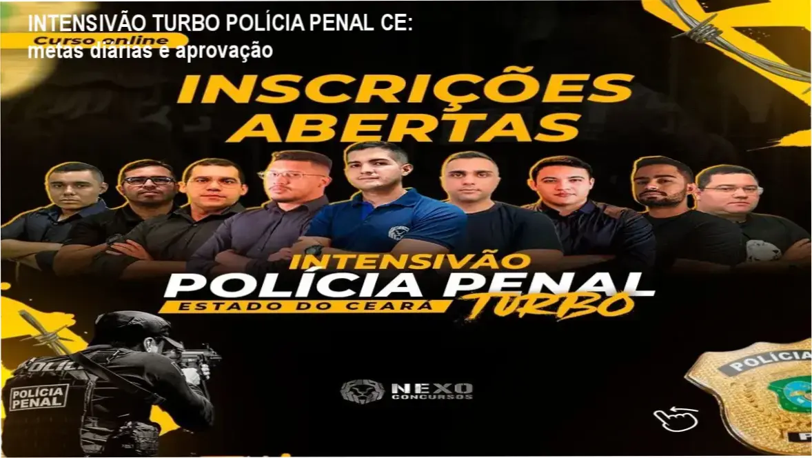 Banner do Intensivão Turbo Polícia Penal do Ceará mostrando plano de metas diárias e desconto especial