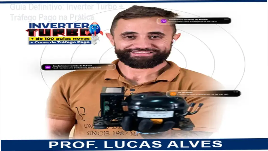 Tela do curso Inverter Turbo + Tráfego Pago mostrando aulas práticas e estratégias de anúncios