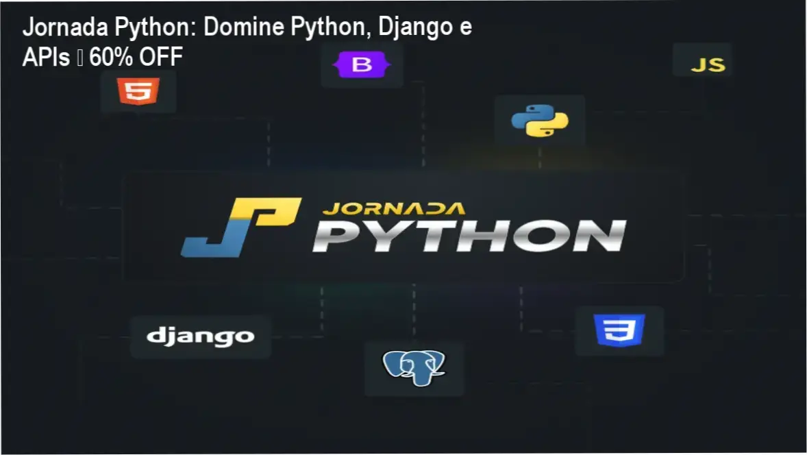 Banner da Jornada Python com 60% de desconto e destaque para cursos de Python, Django e APIs