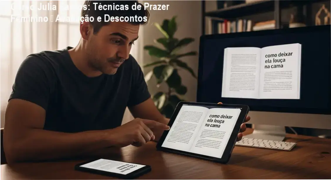 Imagem promocional do curso Julia Santos sobre técnicas de prazer feminino com destaque para cupom de desconto