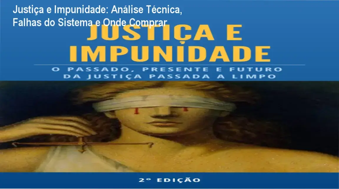 Capa do curso Justiça e Impunidade mostrando análise das falhas do sistema jurídico brasileiro