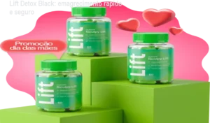 Frasco de Lift Detox Black com cápsulas para emagrecimento