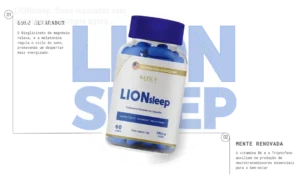 Frasco de LIONsleep ao lado de uma cama, promovendo sono profundo e relaxamento