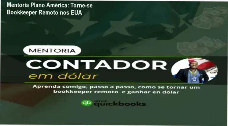 Capa da Mentoria Plano América mostrando oportunidade de trabalhar como Bookkeeper remoto nos EUA