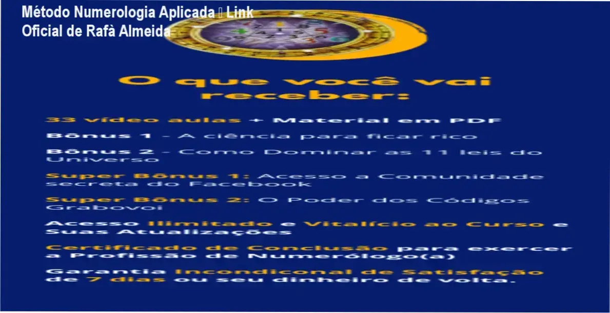 Método Numerologia Aplicada Rafà Almeida link correto e acesso oficial