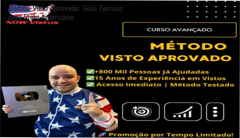 Método Visto Aprovado: Guia Técnico para Visto Americano 6 Capa do Método Visto Aprovado mostrando passo a passo para obter visto americano
