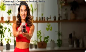 Frasco de Ozemcaps detox vermelho mostrando cápsulas e destaque para Laranja Moro