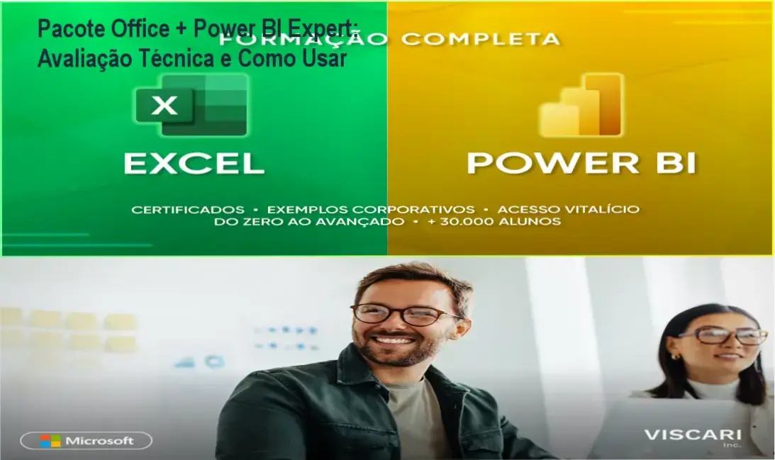 Imagem ilustrando o curso Pacote Office + Power BI Expert com IA integrada e certificação