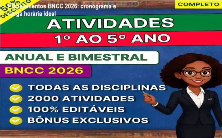 Planejamentos BNCC 2026: cronograma e carga horária ideal 8 Planejamentos BNCC 2026 cronograma e carga horária para docentes