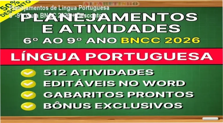 Materiais editáveis de língua portuguesa para 6º a 9º ano alinhados à BNCC 2026