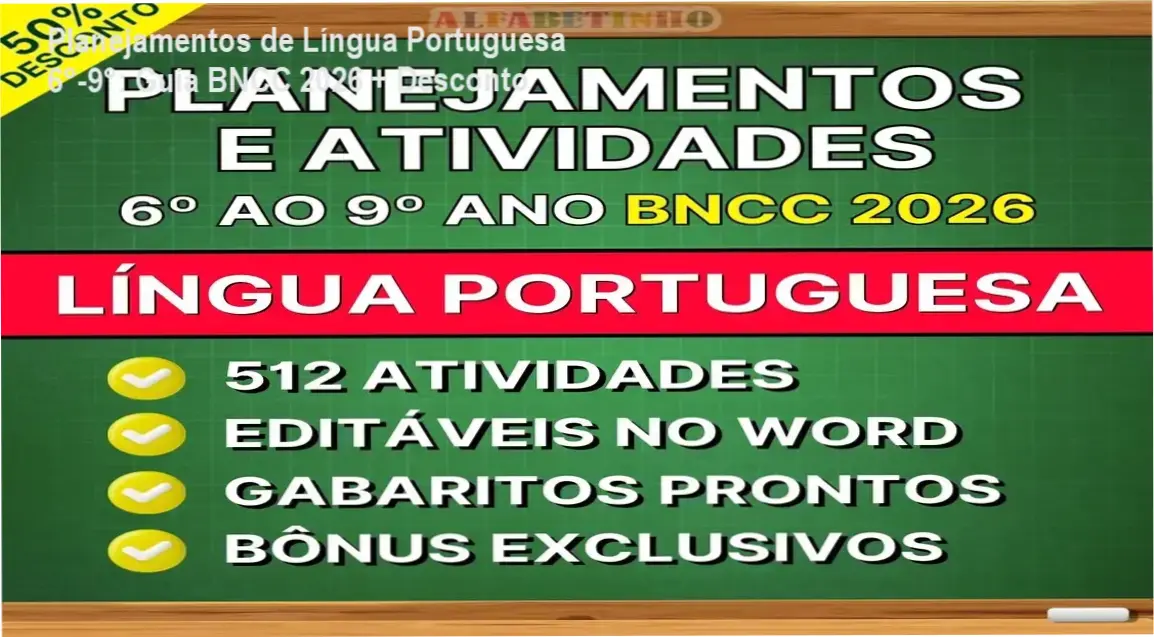 Materiais editáveis de língua portuguesa para 6º a 9º ano alinhados à BNCC 2026