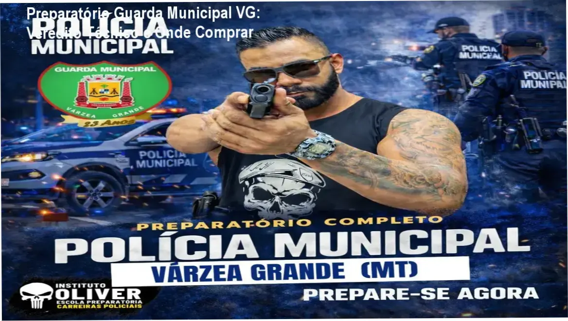 Imagem promocional do Preparatório Guarda Municipal de Várzea Grande mostrando selo de oferta oficial e destaque das etapas do concurso.