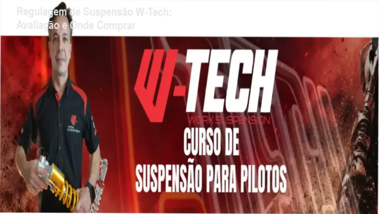 Imagem promocional do curso Regulagem de Suspensão W-Tech mostrando benefícios e oferta oficial