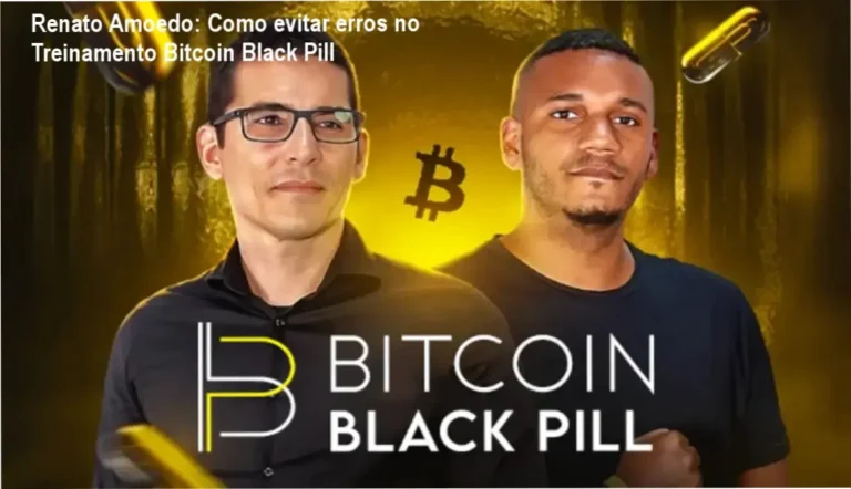 Renato Amoedo: Como evitar erros no Treinamento Bitcoin Black Pill 5 Renato Amoedo e Alan Schramm apresentando o curso Bitcoin Black Pill com destaque para o bônus Termômetro do Bitcoin