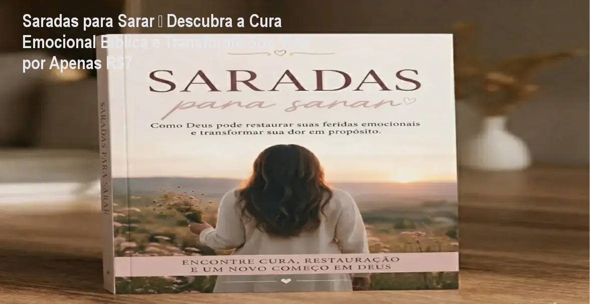 Saradas para Sarar – Descubra a Cura Emocional Bíblica e Transforme Sua Vida por Apenas R$7 1 Capa do eBook Saradas para Sarar mostrando mulher em oração, símbolo de cura emocional cristã