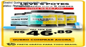 Frasco de Sinedrol mostrando cápsulas para queima de gordura e definição muscular