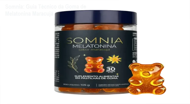 Goma de melatonina Somnia sabor maracujá ao lado de uma noite tranquila