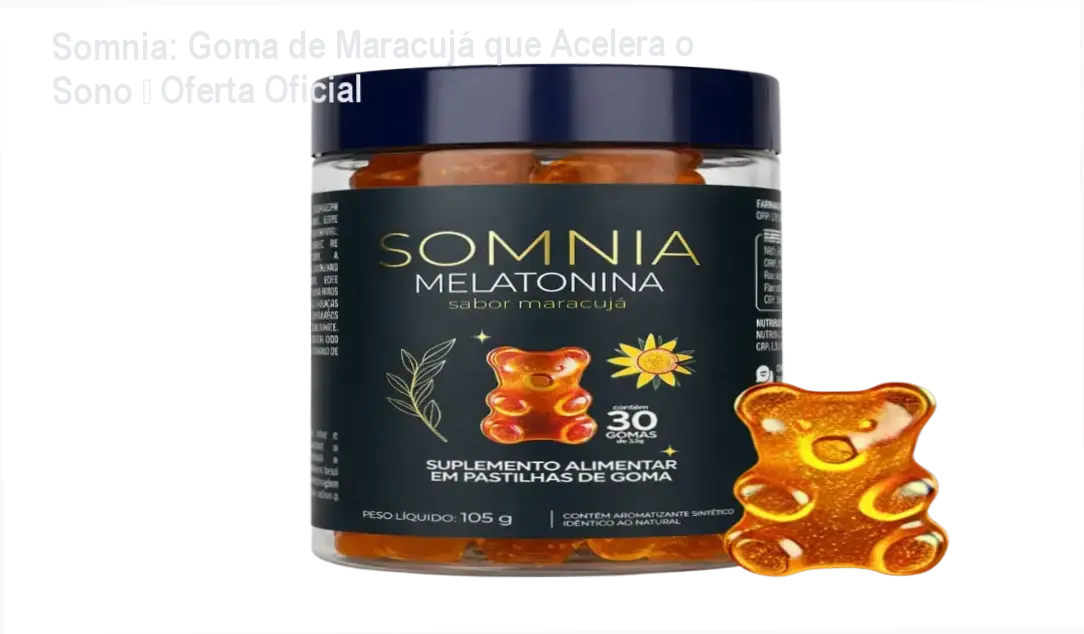 Goma de melatonina Somnia sabor maracujá, destaque da oferta oficial com frete grátis