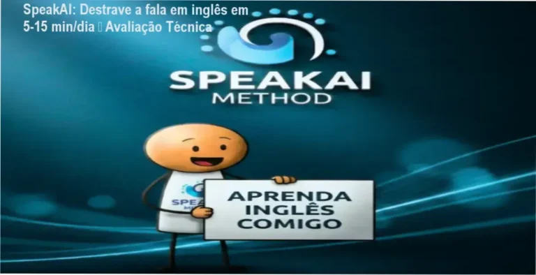 Imagem promocional do curso Método SpeakAI mostrando preço R$57 e bônus de e‑book de 500 frases