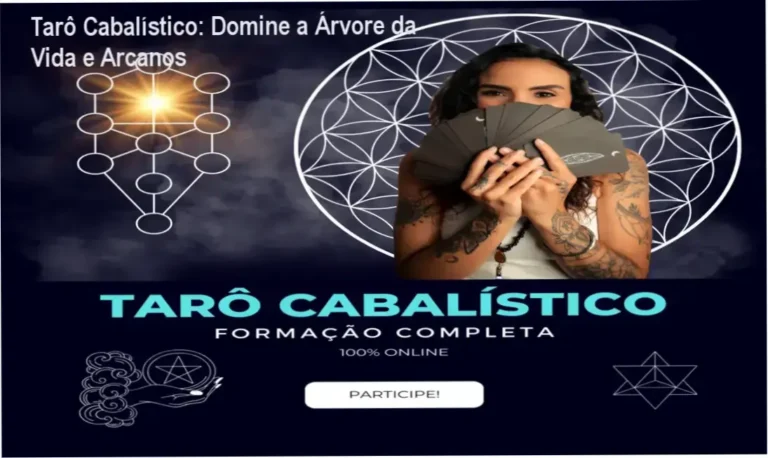 Tarô Cabalístico: Domine a Árvore da Vida e Arcanos 2 Imagem ilustrativa do curso Tarô Cabalístico mostrando a Árvore da Vida e símbolos esotéricos