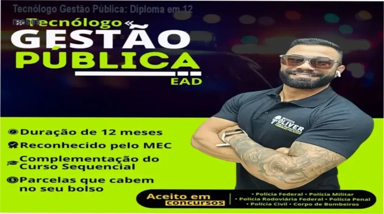 Diploma de Tecnólogo em Gestão Pública obtido em 12 meses, foco em concursos