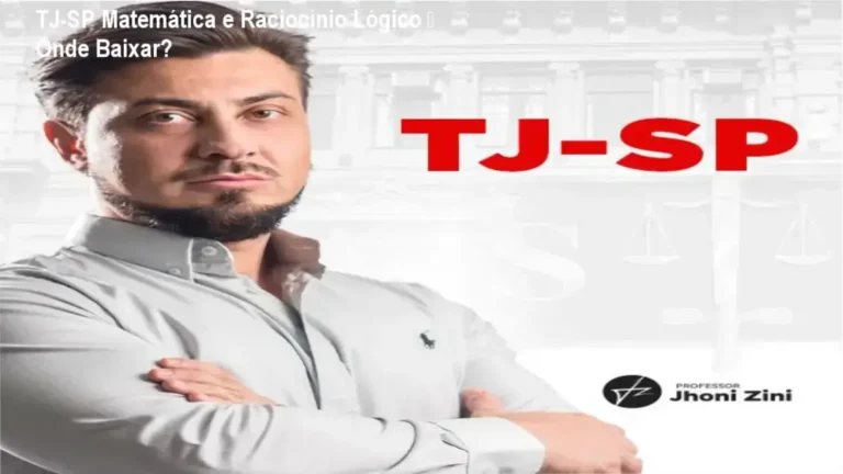Tela mostrando o curso TJ-SP Matemática e Raciocínio Lógico com ícone de download seguro