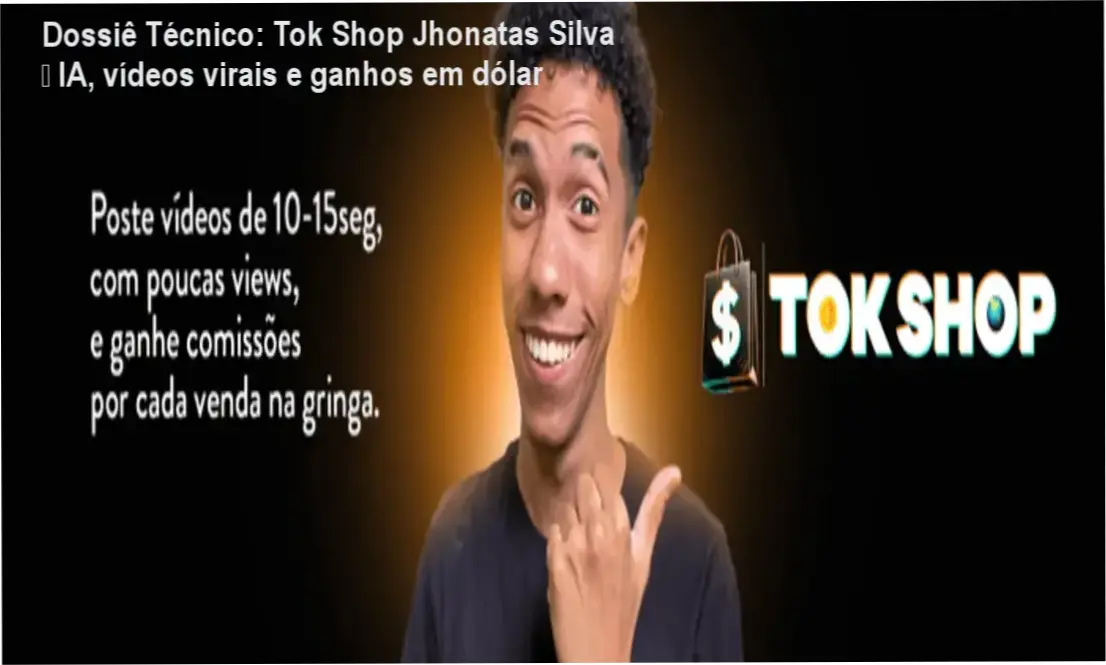 Imagem do curso Tok Shop Jhonatas Silva destacando IA e perfil dark para vendas
