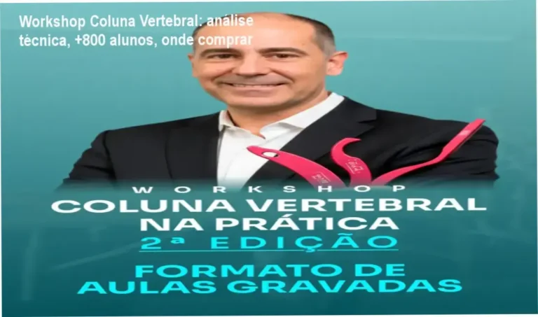 Capa do Workshop Coluna Vertebral na Prática mostrando detalhes do curso e indicação de onde adquirir