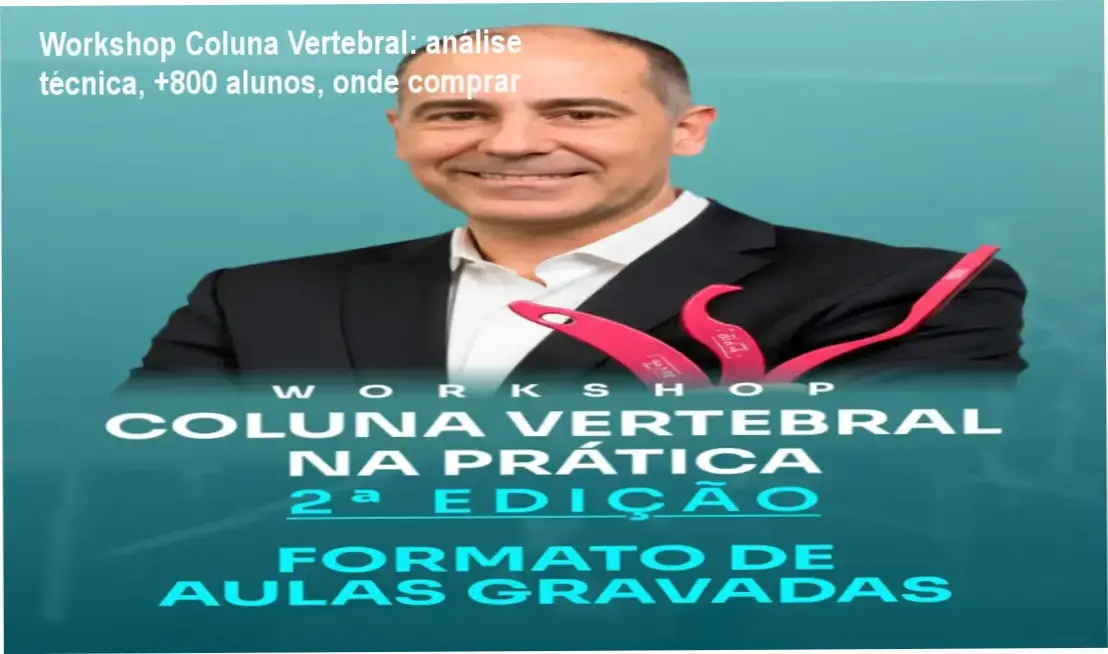 Capa do Workshop Coluna Vertebral na Prática mostrando detalhes do curso e indicação de onde adquirir
