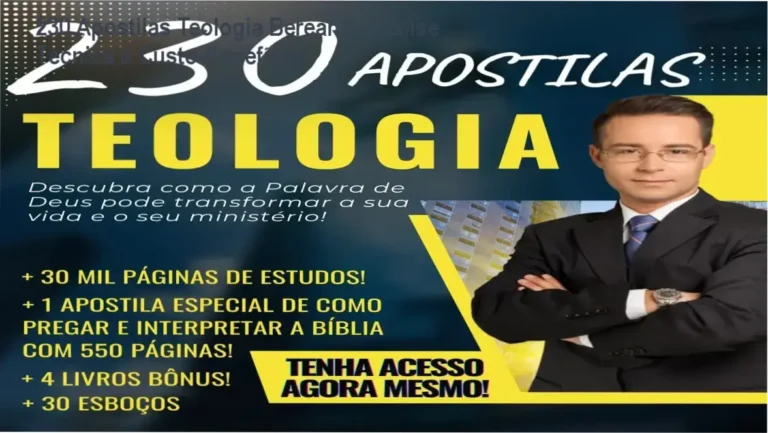 230 Apostilas Teologia Bereana: Análise Técnica e Custo-Benefício 2 230 Apostilas Teologia Bereana - Visualização interna do material com esboços de pregação e estudos teológicos completos