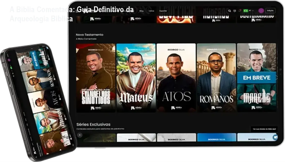 A Bíblia Comentada: Guia Definitivo da Arqueologia Bíblica 1 Capa do curso A Bíblia Comentada de Rodrigo Silva mostrando oferta de cupom