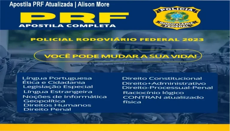 Apostila PRF Atualizada | Alison More 1 Capa da Apostila PRF atualizada por Alison More, com destaque para o título e conteúdo teórico