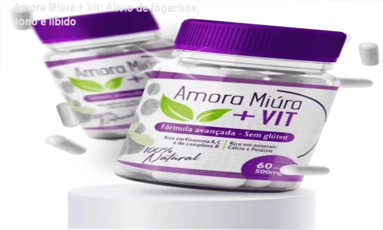 Amora Miúra + Vit: Alívio de fogachos, sono e libido 4 Frasco de Amora Miúra + Vit com destaque para promoção e oferta oficial
