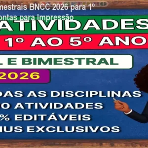Atividades Bimestrais BNCC 2026 para 1º ao 5º Ano - Prontas para Impressão