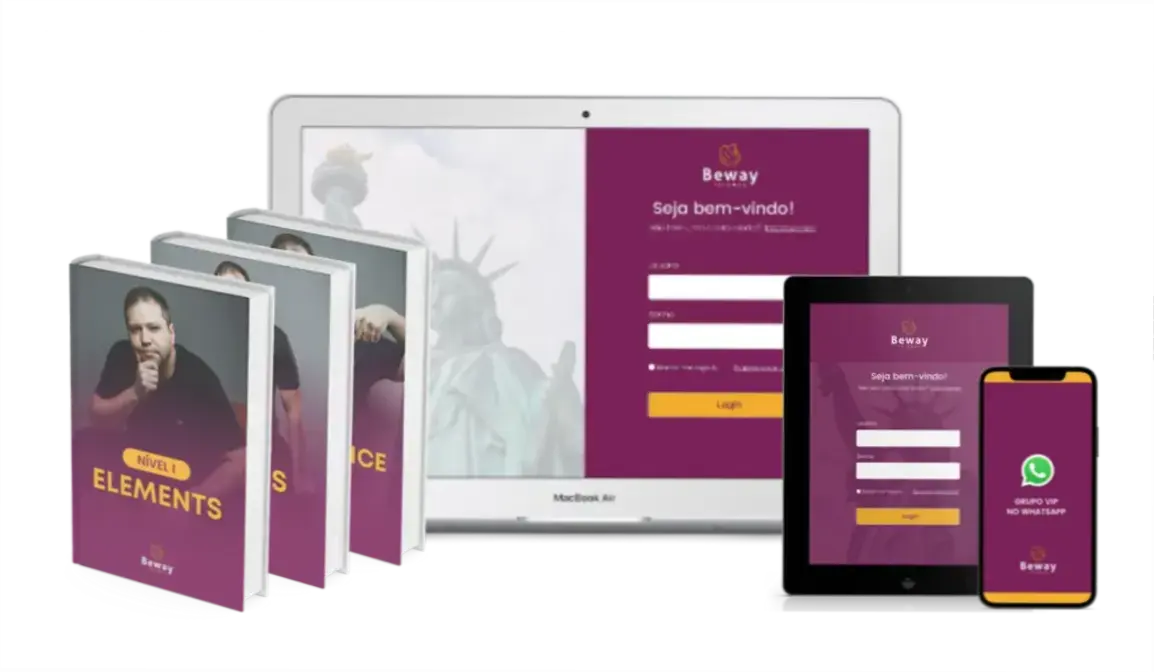 Tela da plataforma Beway Idiomas Jonas exibindo área de download de materiais de inglês