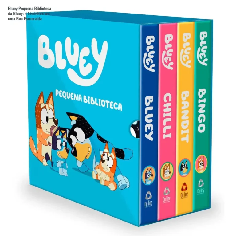 Box da Pequena Biblioteca da Bluey com 4 livros ilustrados vibrantes