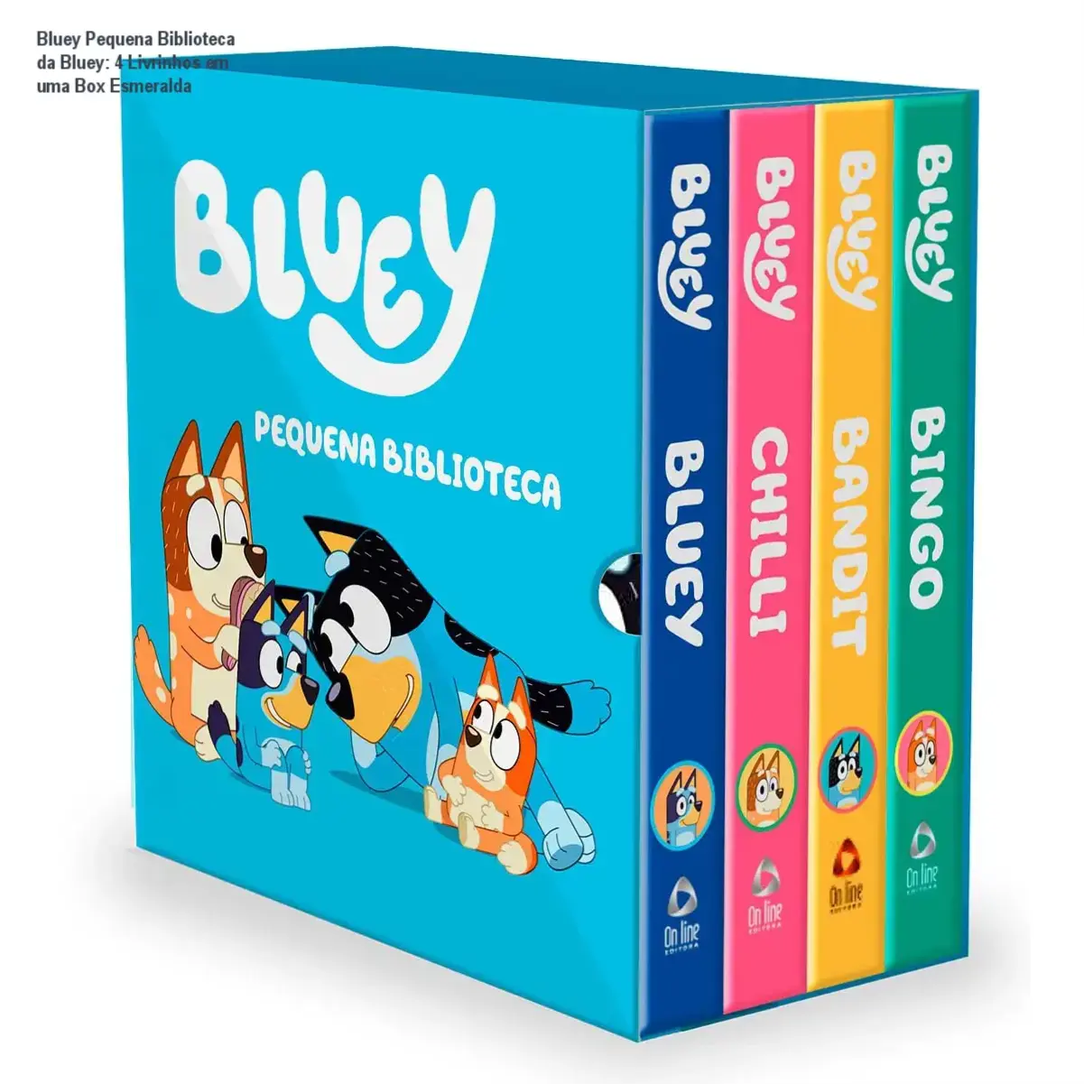 Bluey Pequena Biblioteca da Bluey: 4 Livrinhos em uma Box Esmeralda 1 Box da Pequena Biblioteca da Bluey com 4 livros ilustrados vibrantes
