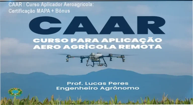 CAAR – Curso Aplicador Aeroagrícola: Certificação MAPA + Bônus 6 Imagem promocional do curso CAAR com destaque para certificação MAPA e cupom de desconto