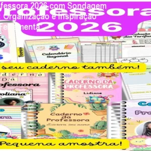 Caderno Professora 2026 com Sondagem Diagnóstica: Organização e Inspiração em Uma Só Ferramenta