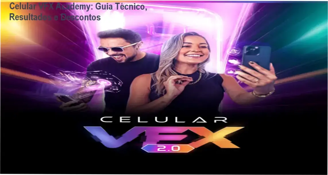 Imagem promocional do curso Celular VFX Academy com destaque para cupom de desconto