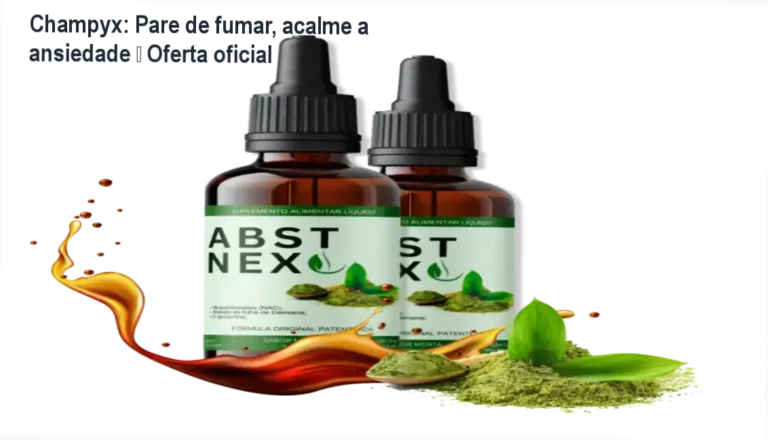 Frasco de Champyx ao lado de destaque promocional mostrando oferta oficial de compra