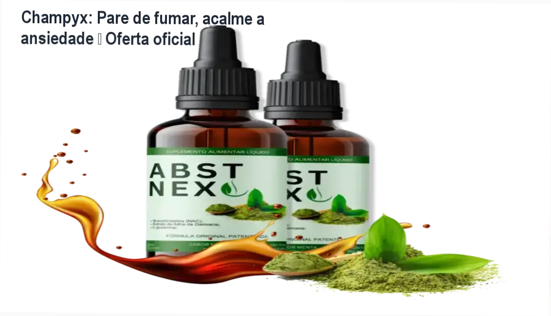 Frasco de Champyx ao lado de destaque promocional mostrando oferta oficial de compra