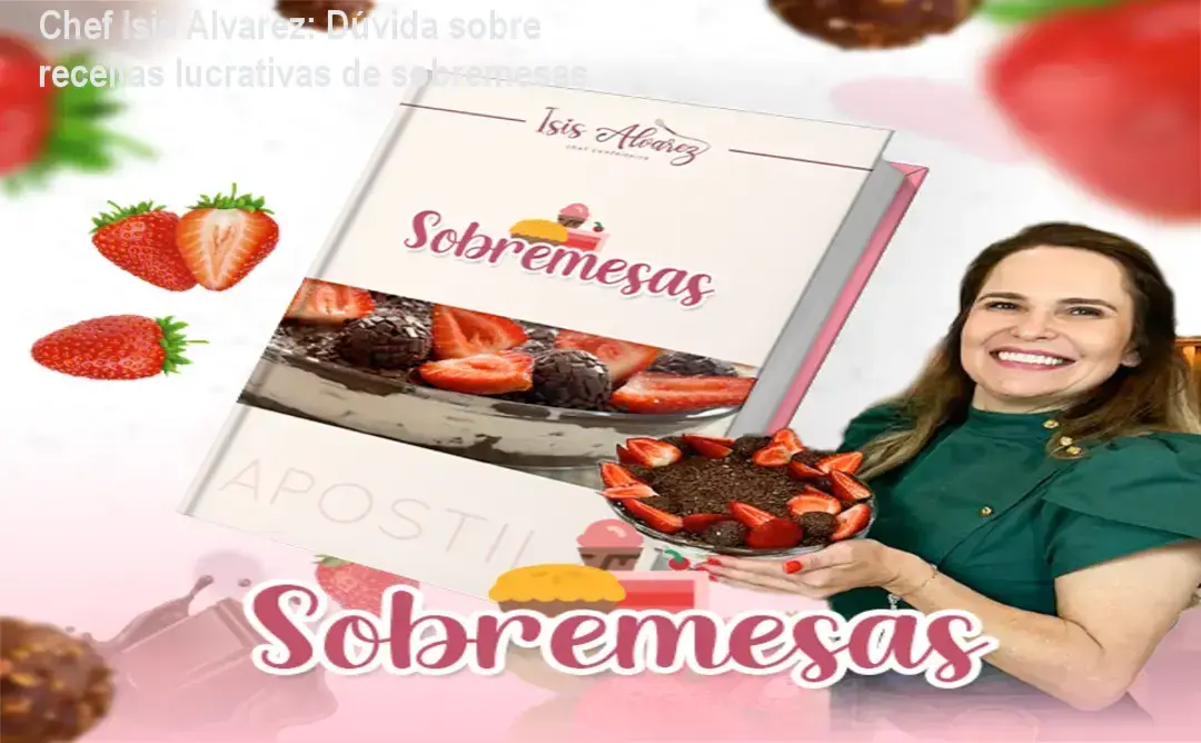 Capa da Apostila de Sobremesas Lucrativas da Chef Isis Alvarez mostrando sobremesas de travessa