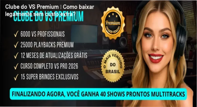 Tela da plataforma Clube do VS Premium mostrando a área de download dos VS multitracks
