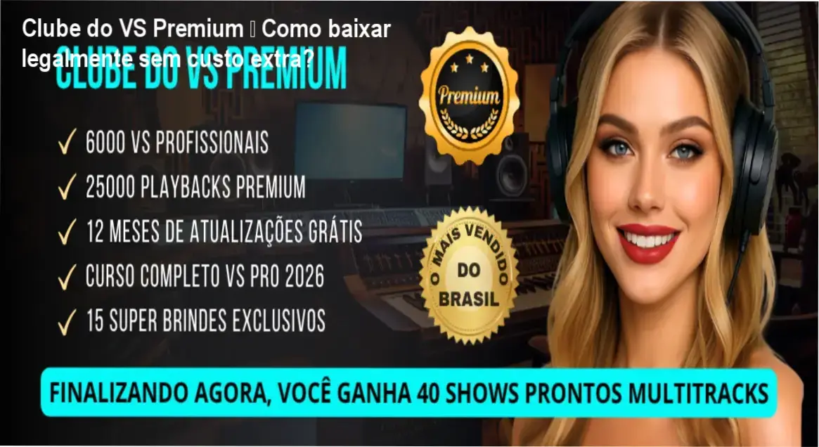 Clube do VS Premium – Como baixar legalmente sem custo extra? 1 Tela da plataforma Clube do VS Premium mostrando a área de download dos VS multitracks