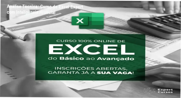 Análise Técnica: Curso de Excel Expert com Inteligência Artificial 6 Curso de Excel Expert - Visualização das aulas integradas com ferramentas de IA para automação de fórmulas