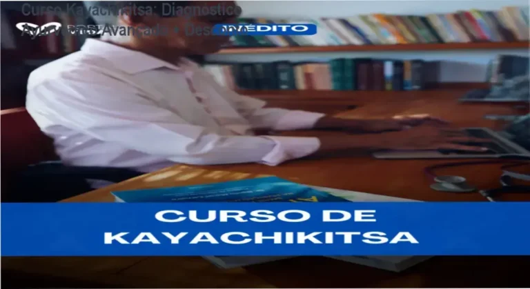 Curso Kayachikitsa: Diagnóstico Ayurvédico Avançado + Desconto 10 Imagem promocional do Curso Kayachikitsa com destaque para desconto e cupom
